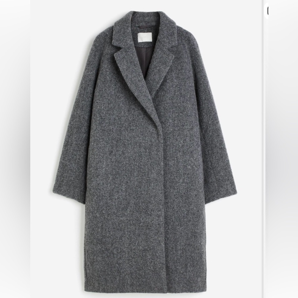 H&M SINGLE BREASTED COAT SZ S GREY
